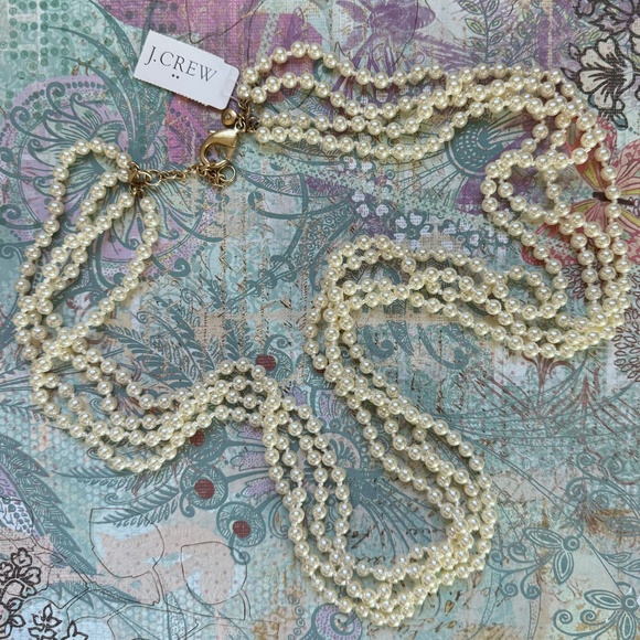 J. CREW Factory Faux Pearl Necklace Ivory Four Strand NWOT - Picture 4 of 9